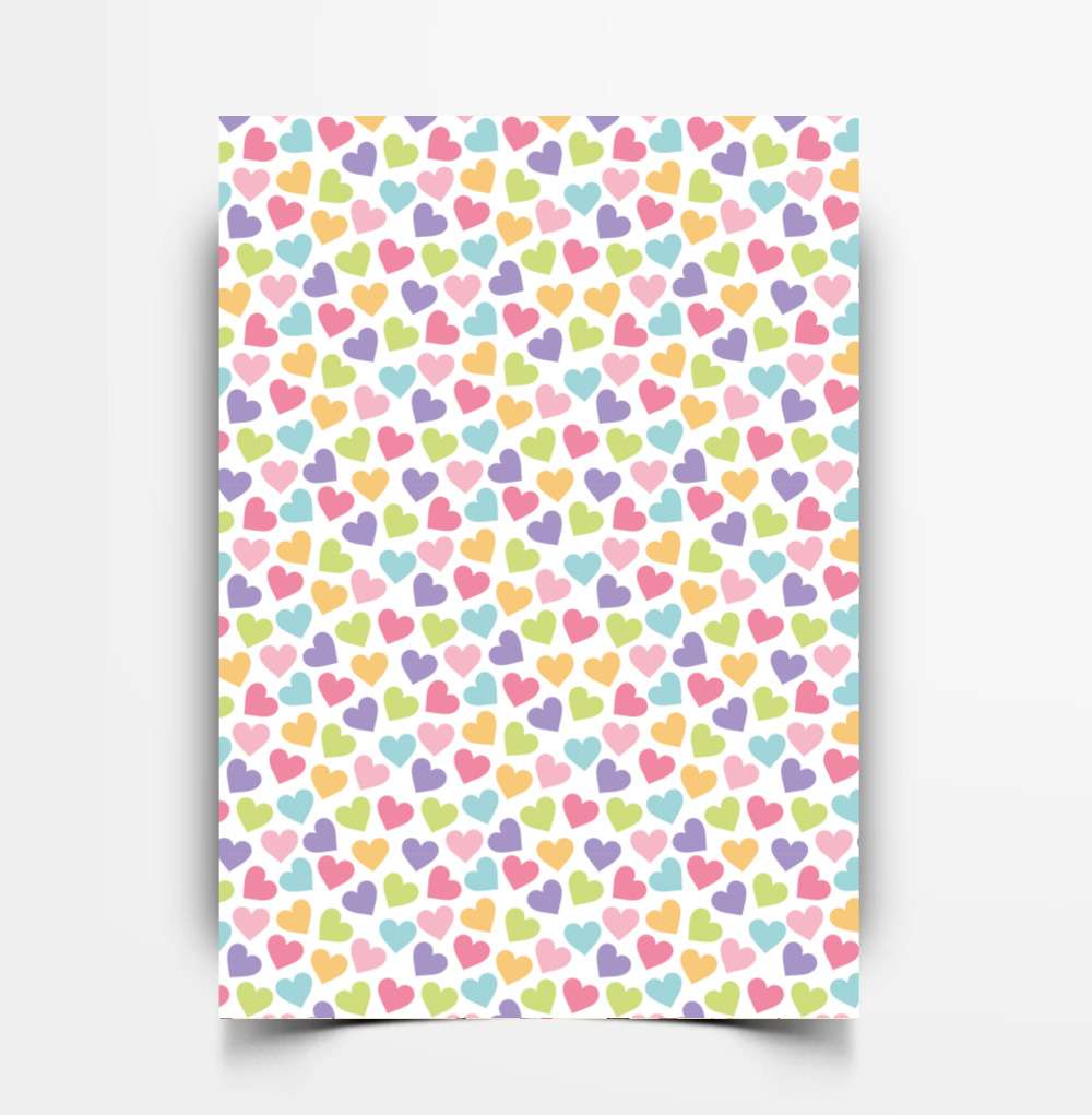 multi hearts Sondepleister met gekleurde hartjes in pastel op wit